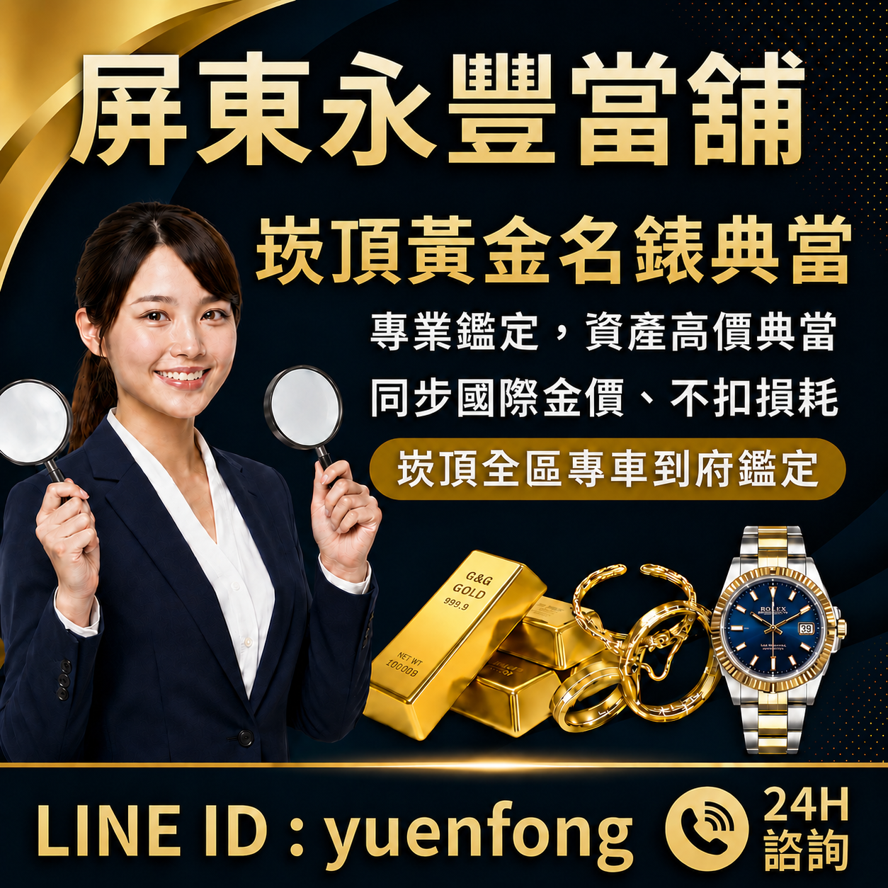 崁頂賣黃金, 崁頂名錶回收, 崁頂K金回收, 崁頂當舖推薦, 崁頂急用現金