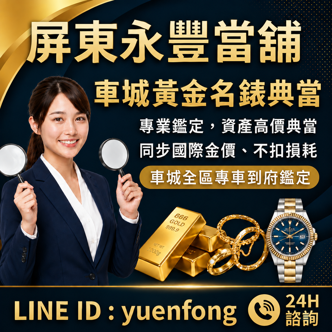 車城賣黃金, 車城名錶回收, 車城K金回收,車城當舖推薦, 車城急用現金